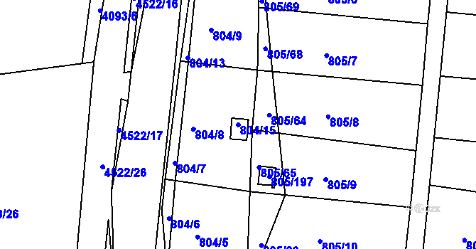 Parcela st. 804/15 v KÚ Sedlec u Kutné Hory, Katastrální mapa