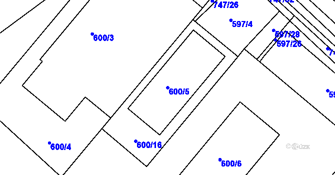 Parcela st. 600/5 v KÚ Sedlec u Kutné Hory, Katastrální mapa