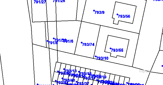 Parcela st. 793/74 v KÚ Sedlec u Kutné Hory, Katastrální mapa