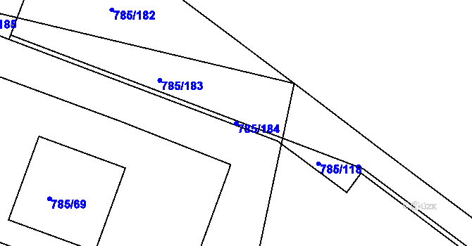 Parcela st. 785/184 v KÚ Sedlec u Kutné Hory, Katastrální mapa