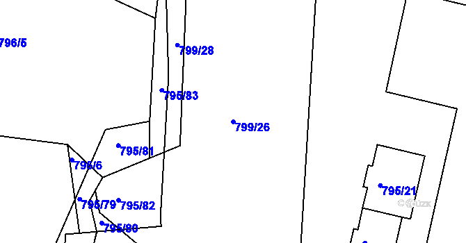 Parcela st. 799/26 v KÚ Sedlec u Kutné Hory, Katastrální mapa