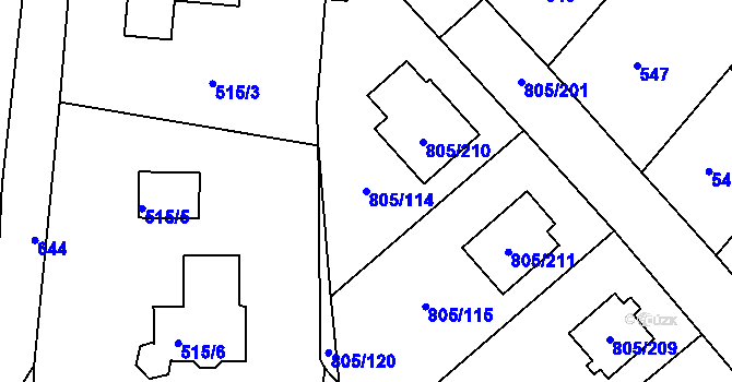 Parcela st. 805/114 v KÚ Sedlec u Kutné Hory, Katastrální mapa