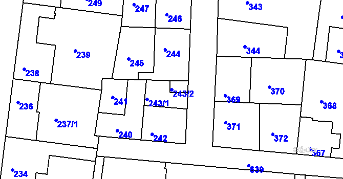 Parcela st. 243/2 v KÚ Sedlec u Kutné Hory, Katastrální mapa