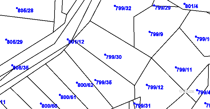 Parcela st. 799/30 v KÚ Sedlec u Kutné Hory, Katastrální mapa