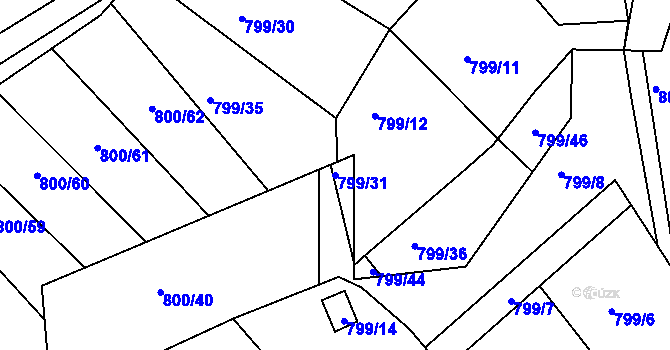 Parcela st. 799/31 v KÚ Sedlec u Kutné Hory, Katastrální mapa