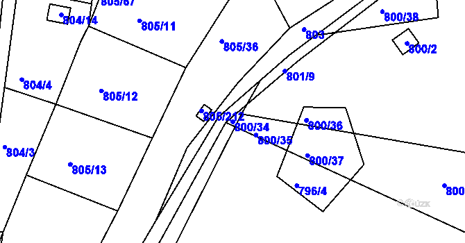 Parcela st. 800/34 v KÚ Sedlec u Kutné Hory, Katastrální mapa