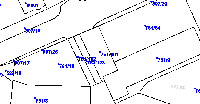 Parcela st. 761/101 v KÚ Sedlec u Kutné Hory, Katastrální mapa