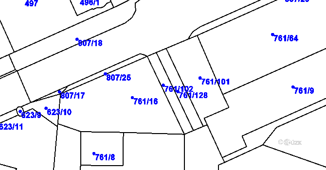 Parcela st. 761/102 v KÚ Sedlec u Kutné Hory, Katastrální mapa