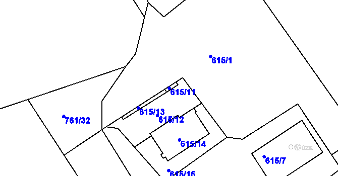 Parcela st. 615/11 v KÚ Sedlec u Kutné Hory, Katastrální mapa