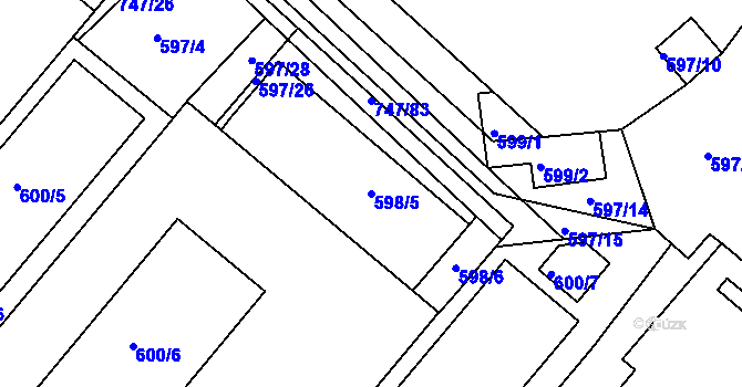 Parcela st. 598/5 v KÚ Sedlec u Kutné Hory, Katastrální mapa
