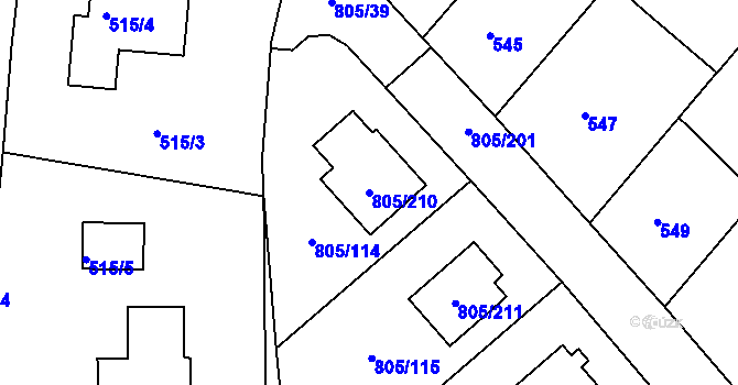 Parcela st. 805/210 v KÚ Sedlec u Kutné Hory, Katastrální mapa