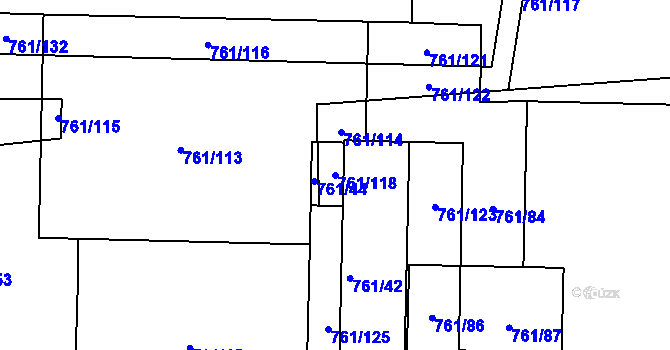 Parcela st. 761/118 v KÚ Sedlec u Kutné Hory, Katastrální mapa