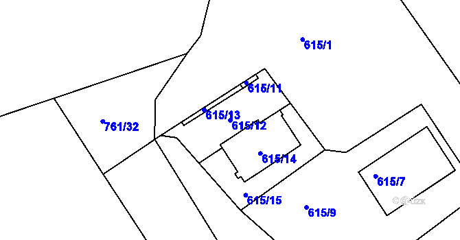 Parcela st. 615/12 v KÚ Sedlec u Kutné Hory, Katastrální mapa