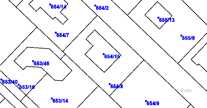 Parcela st. 654/15 v KÚ Sedlec u Kutné Hory, Katastrální mapa