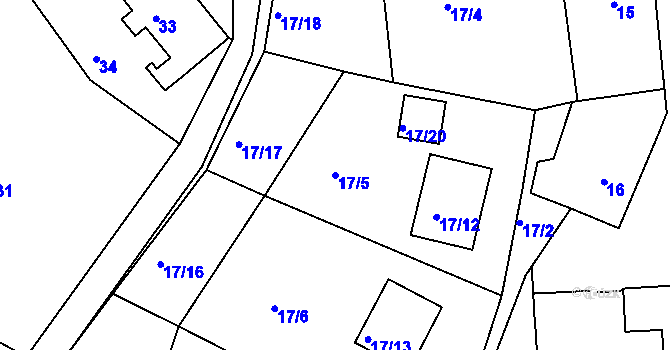 Parcela st. 17/5 v KÚ Kaňk, Katastrální mapa
