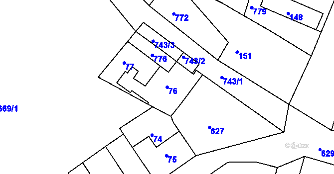 Parcela st. 76 v KÚ Kaňk, Katastrální mapa