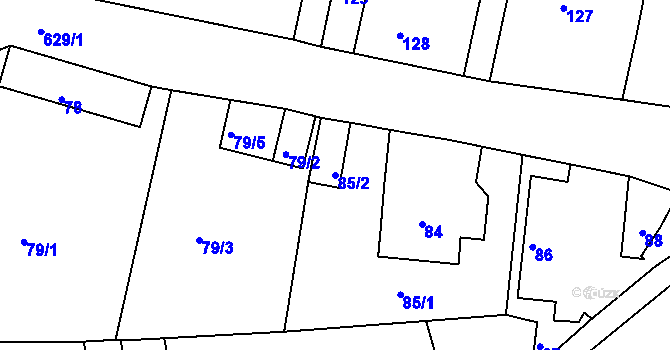 Parcela st. 85/2 v KÚ Kaňk, Katastrální mapa
