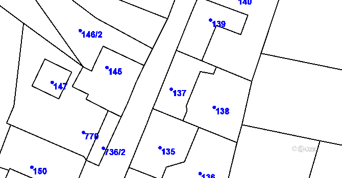 Parcela st. 137 v KÚ Kaňk, Katastrální mapa