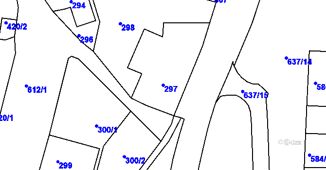 Parcela st. 297 v KÚ Kaňk, Katastrální mapa