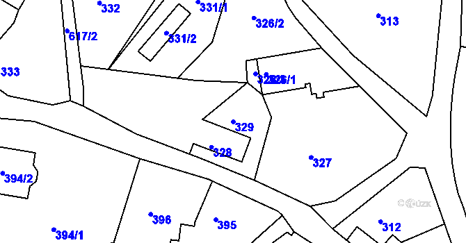 Parcela st. 329 v KÚ Kaňk, Katastrální mapa