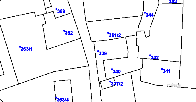 Parcela st. 339 v KÚ Kaňk, Katastrální mapa