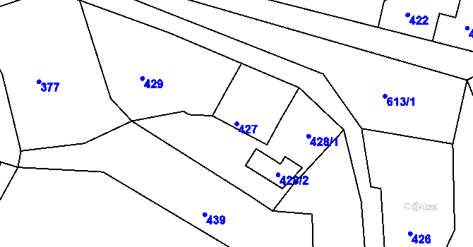 Parcela st. 427 v KÚ Kaňk, Katastrální mapa