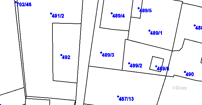 Parcela st. 489/3 v KÚ Kaňk, Katastrální mapa