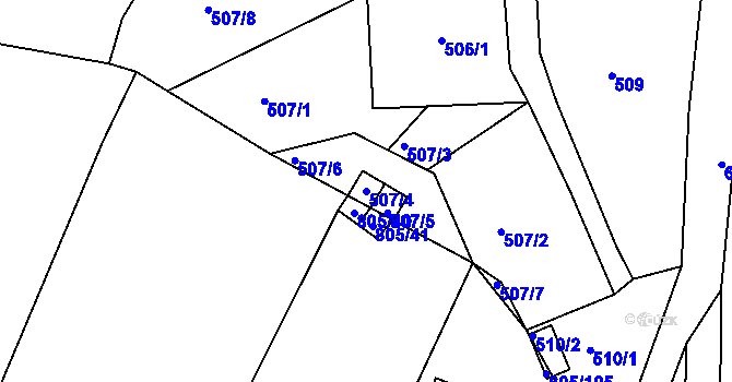 Parcela st. 507/4 v KÚ Kaňk, Katastrální mapa