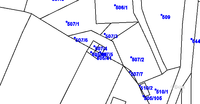 Parcela st. 507/5 v KÚ Kaňk, Katastrální mapa