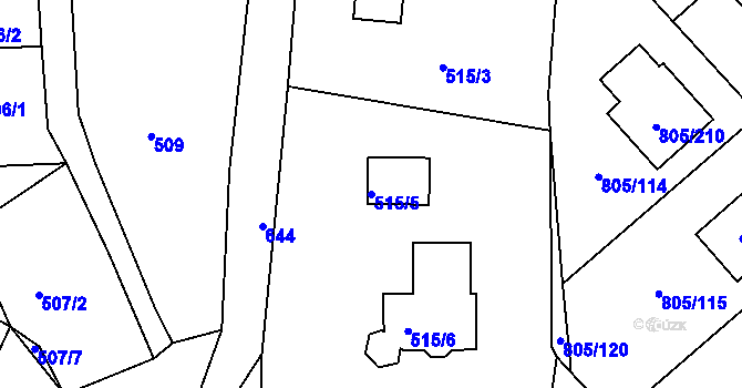 Parcela st. 515/5 v KÚ Kaňk, Katastrální mapa