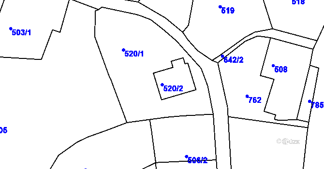 Parcela st. 520/2 v KÚ Kaňk, Katastrální mapa