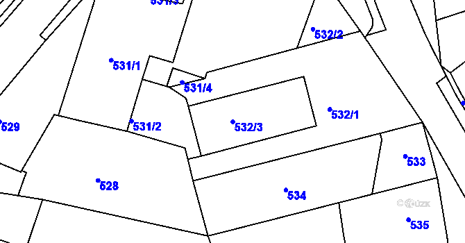Parcela st. 532/3 v KÚ Kaňk, Katastrální mapa