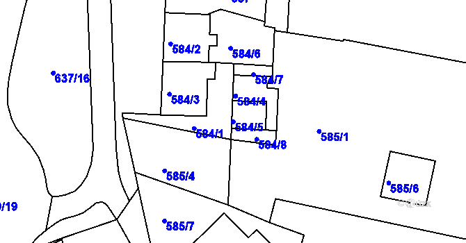 Parcela st. 584/5 v KÚ Kaňk, Katastrální mapa