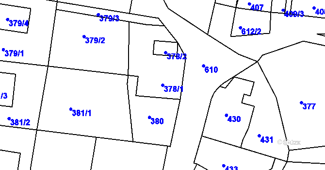 Parcela st. 378/1 v KÚ Kaňk, Katastrální mapa