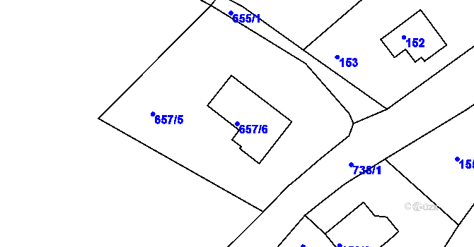 Parcela st. 657/6 v KÚ Kaňk, Katastrální mapa