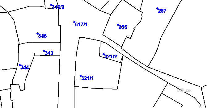 Parcela st. 321/2 v KÚ Kaňk, Katastrální mapa