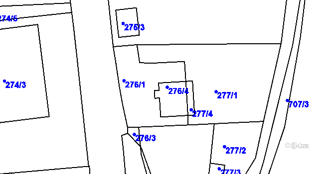Parcela st. 276/4 v KÚ Kaňk, Katastrální mapa
