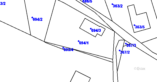 Parcela st. 694/1 v KÚ Kaňk, Katastrální mapa