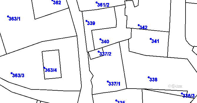 Parcela st. 337/2 v KÚ Kaňk, Katastrální mapa