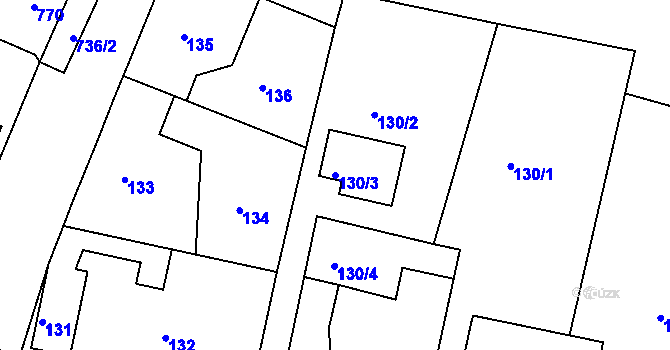 Parcela st. 130/3 v KÚ Kaňk, Katastrální mapa