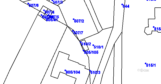 Parcela st. 510/2 v KÚ Kaňk, Katastrální mapa