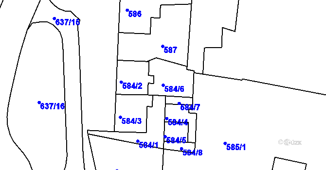 Parcela st. 584/6 v KÚ Kaňk, Katastrální mapa