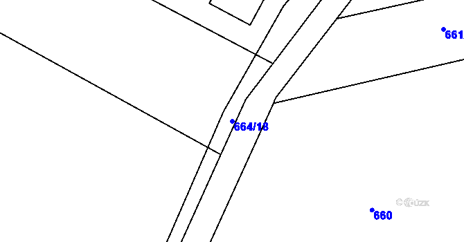 Parcela st. 664/18 v KÚ Kaňk, Katastrální mapa
