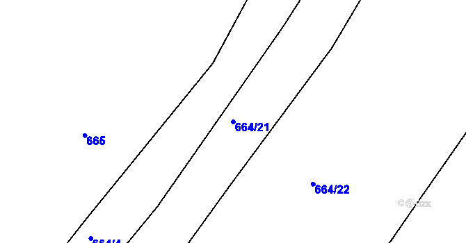 Parcela st. 664/21 v KÚ Kaňk, Katastrální mapa