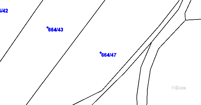 Parcela st. 664/47 v KÚ Kaňk, Katastrální mapa