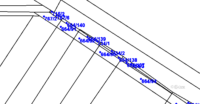 Parcela st. 664/93 v KÚ Kaňk, Katastrální mapa