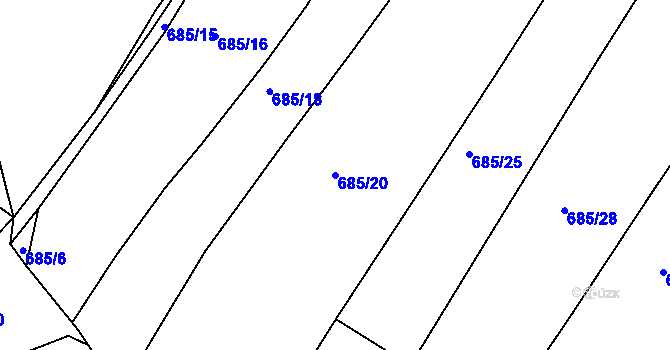 Parcela st. 685/20 v KÚ Kaňk, Katastrální mapa