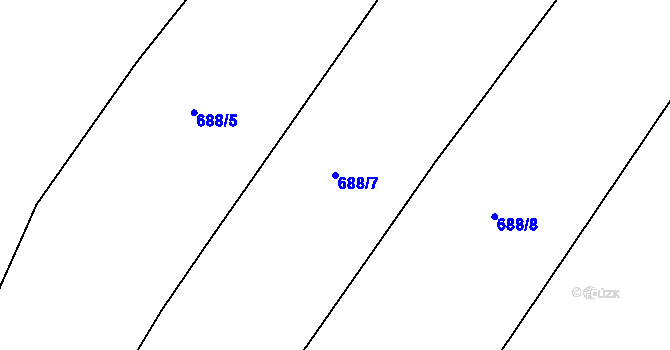 Parcela st. 688/7 v KÚ Kaňk, Katastrální mapa