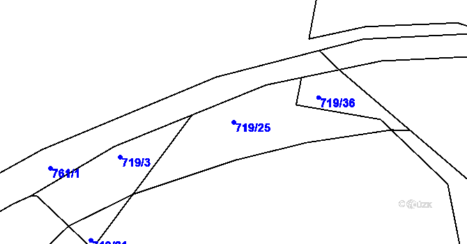 Parcela st. 719/25 v KÚ Kaňk, Katastrální mapa