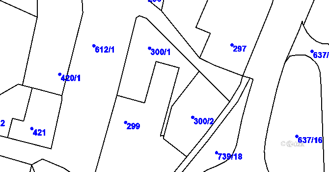 Parcela st. 300/1 v KÚ Kaňk, Katastrální mapa